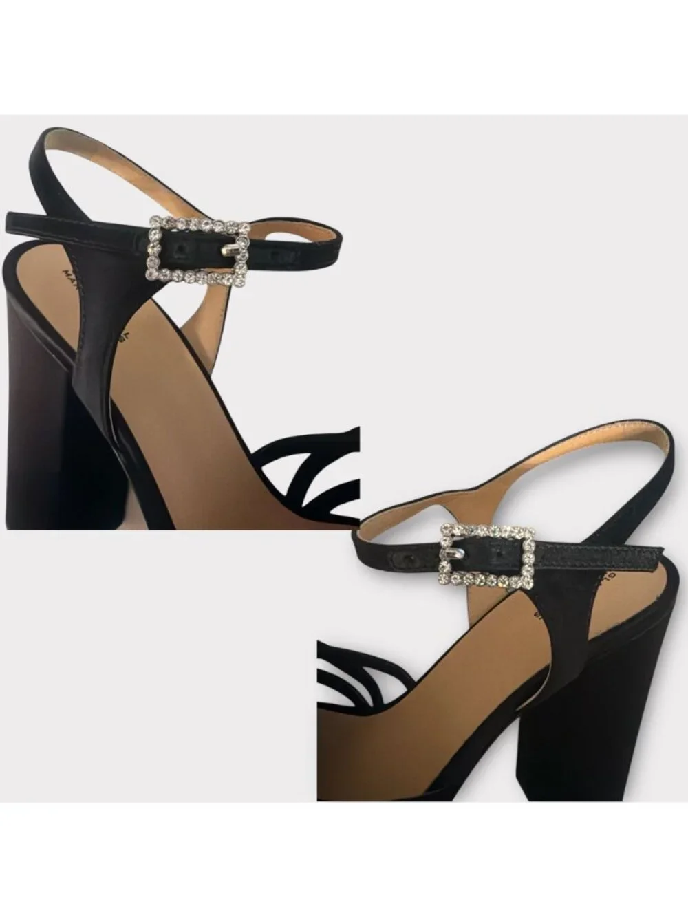 Marc Jacobs The Gram Sandal Women 8.5 Black Satin Crystal Formal Heel Platform - Picture 8 of 12